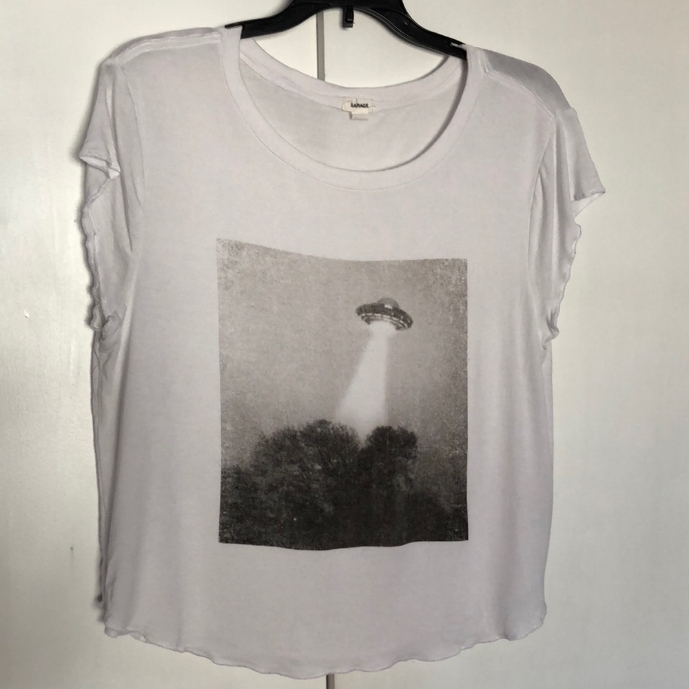 Garage Cropped White Alien UFO Tee
